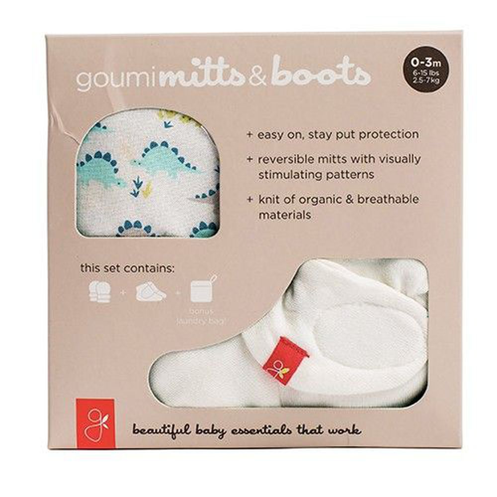 美國 GOUMIKIDS - 有機棉手腳套組合禮盒-小恐龍