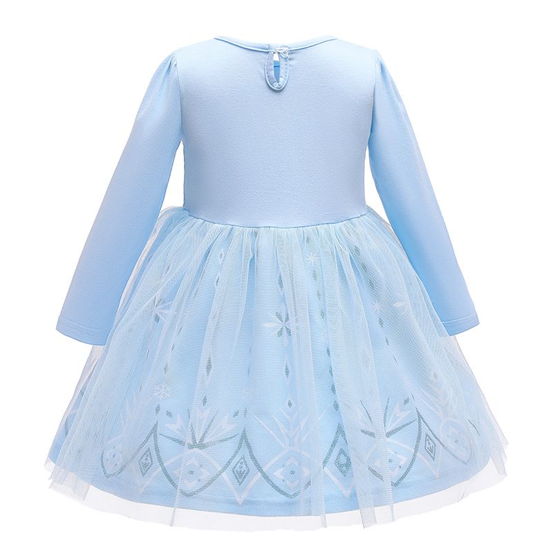 長袖造型公主裙-冰雪藍