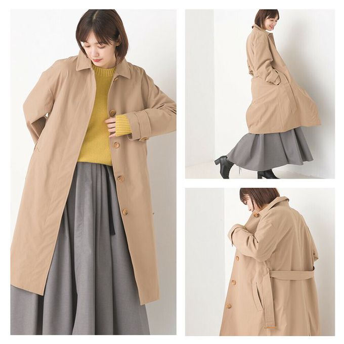 日本 OMNES - 美型簡約英倫風長版大衣/風衣-橘