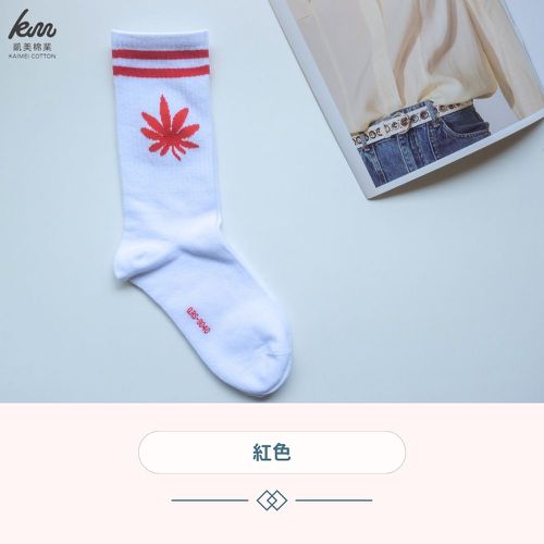 MIT台灣製 精梳棉2/2純棉女襪 細條葉子款-隨機出色 (12雙組)