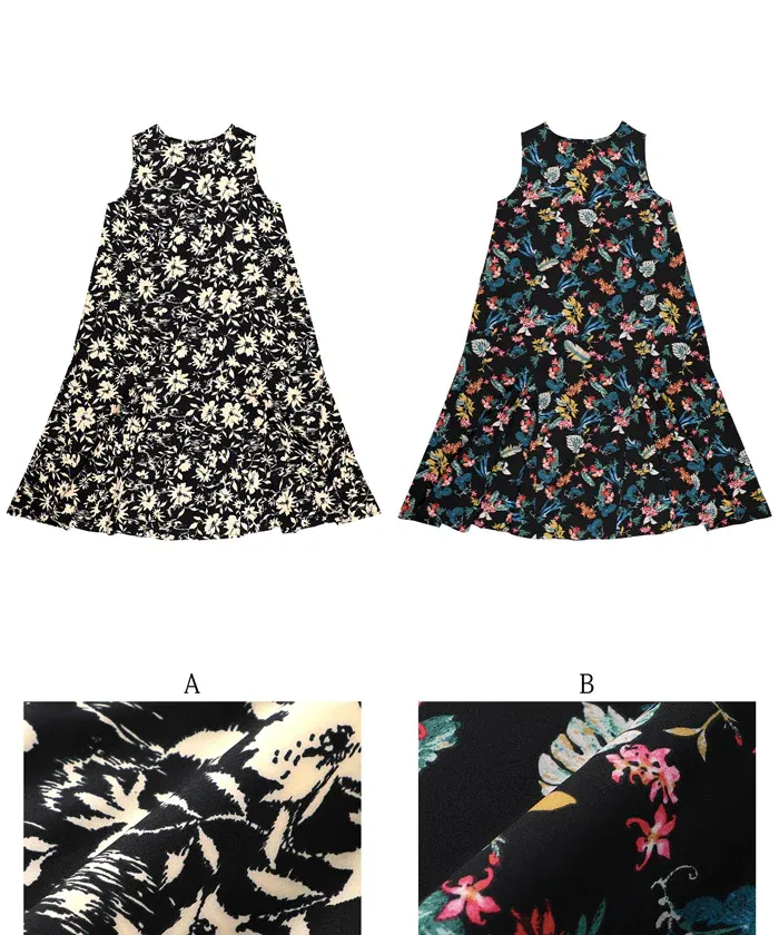 日本 COCA - 海島風情印花無袖洋裝-繽紛