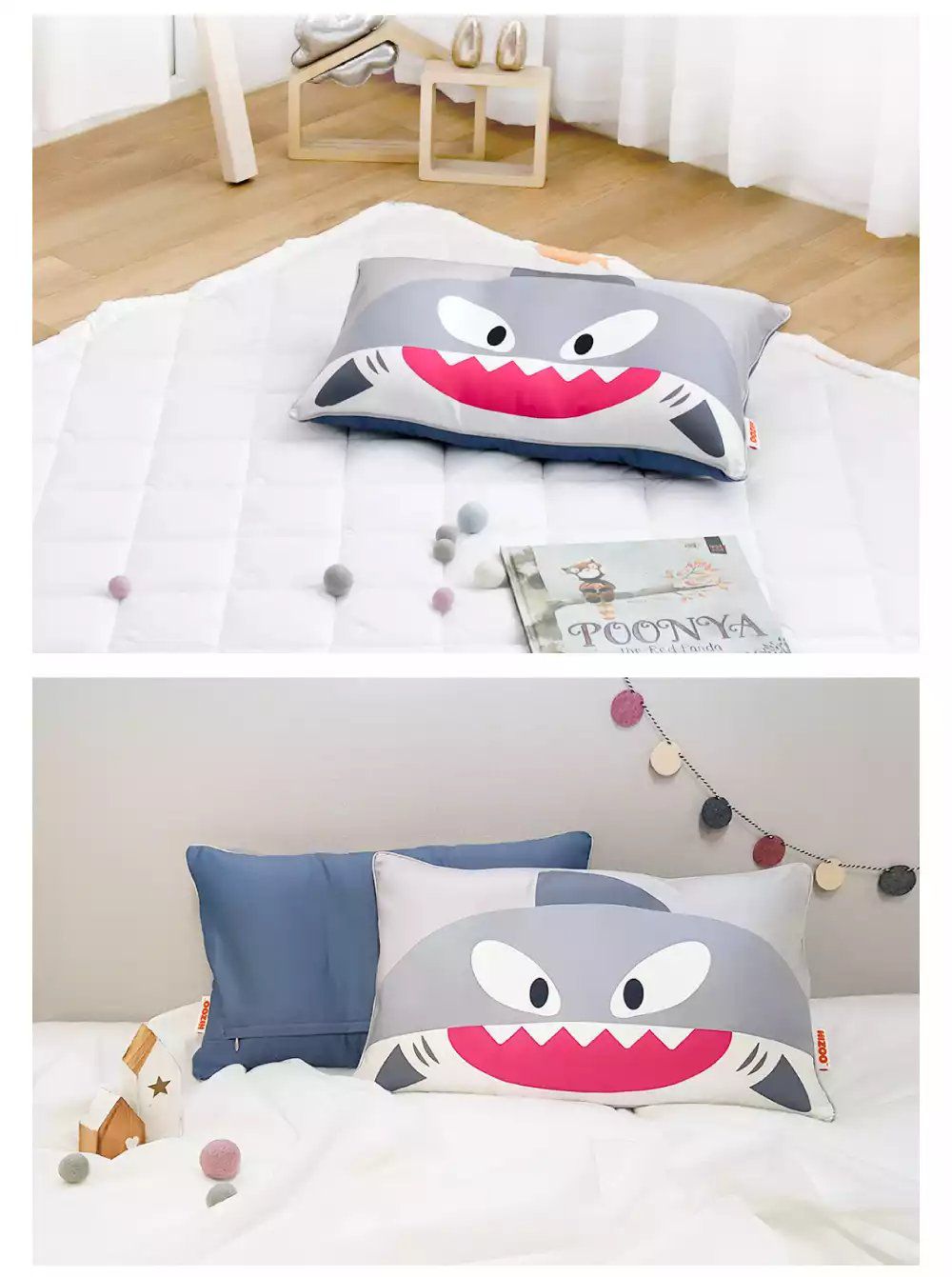 韓國 Hello HiZoo - 手工製可愛動物防蟎抗菌兒童枕-天王鯊 (30x50cm)