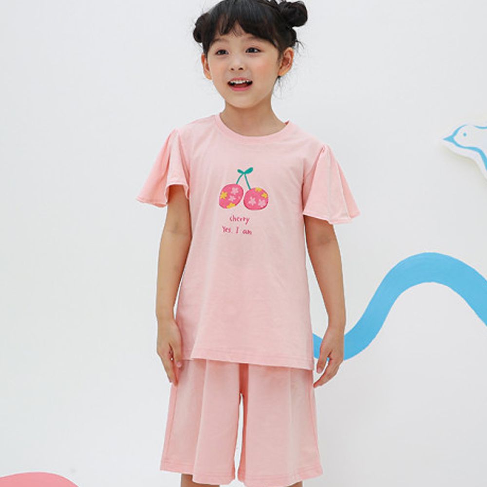 韓國 Ppippilong - 無螢光棉舒適寬版套裝-花花櫻桃