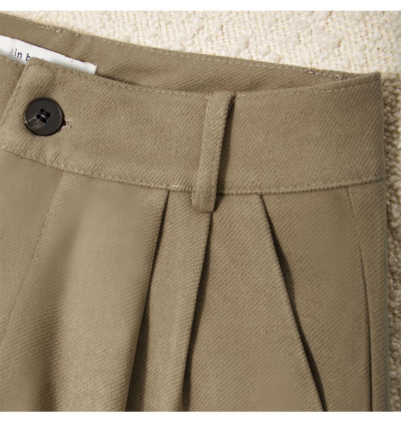 寬鬆休閒闊腳西裝褲-棕色