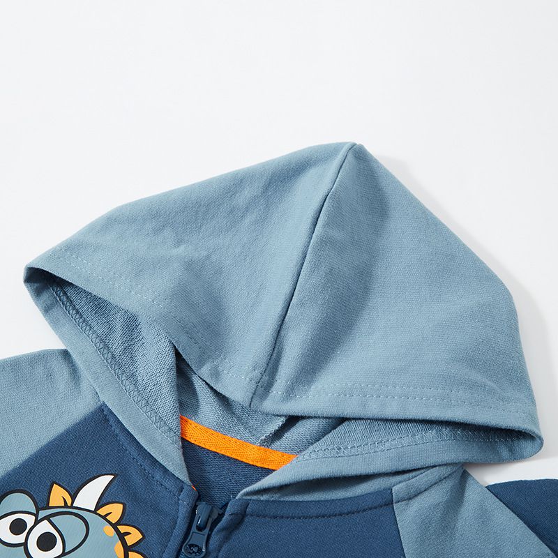 純棉立體造型連帽外套-恐龍-藍色