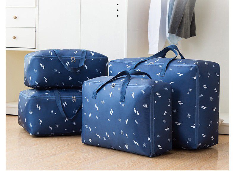 防水棉被衣物收納袋-小兔-藍色