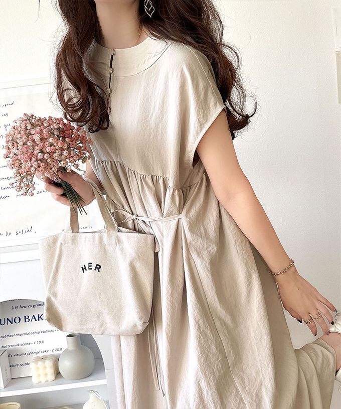 日本 Classical Elf - 前後2way清新腰綁帶短袖洋裝-黑