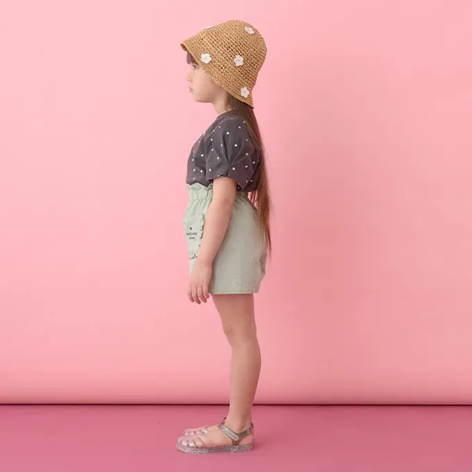 日本 Lycee mine - 純棉滿版印花打褶泡泡袖上衣-愛心-藍紫