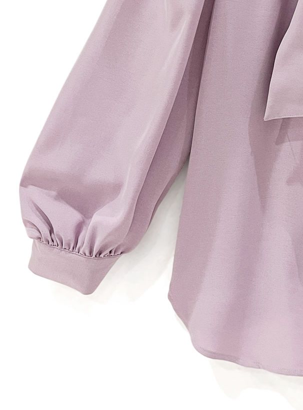 日本 GRL - 優雅扭結雪紡長袖上衣-簡約黑