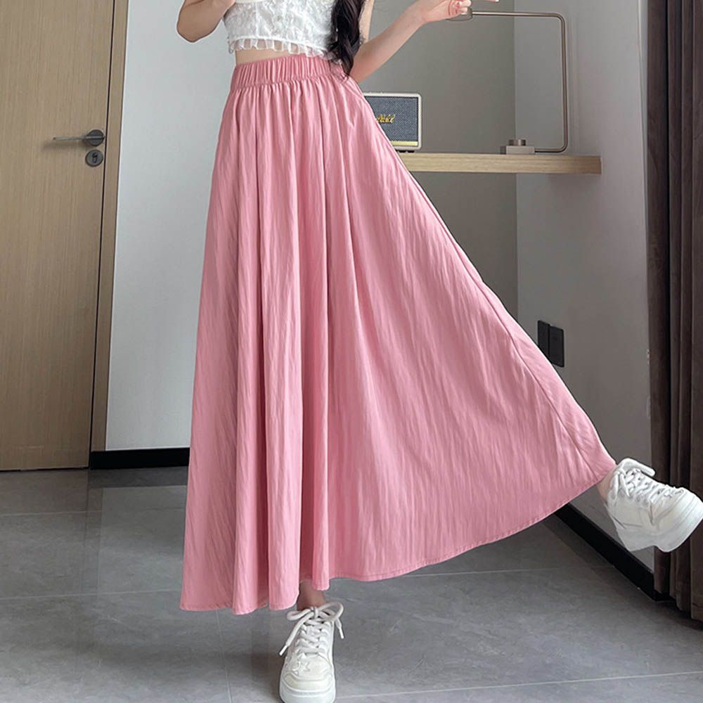 冰絲涼感瘦瘦裙-有口袋(可選長度)-甜美粉