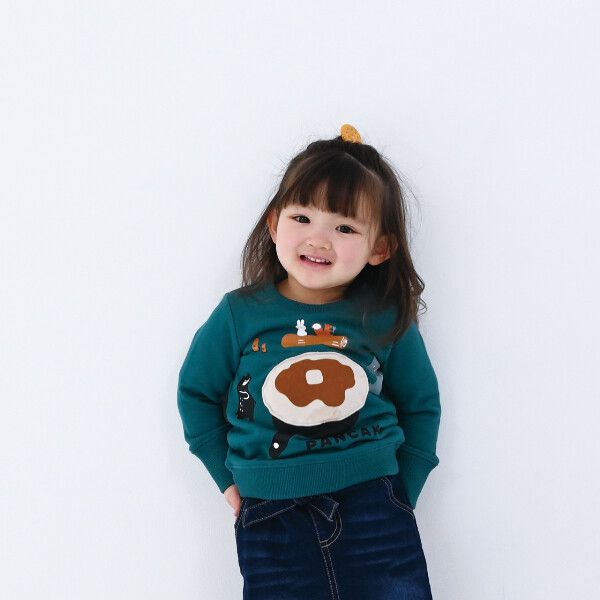 日本 Baby Room - 裏毛立體翻翻樂長袖上衣-森林露營-濃綠