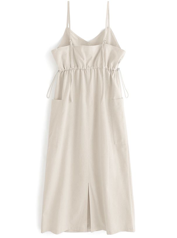 日本 GRL - 休閒風抽繩吊帶裙-深藍 (F)