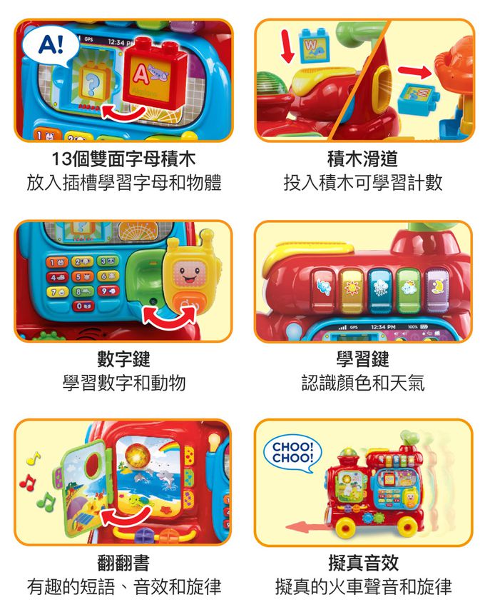 Vtech - 4合1智慧積木學習車-紅色-正版代理商公司貨