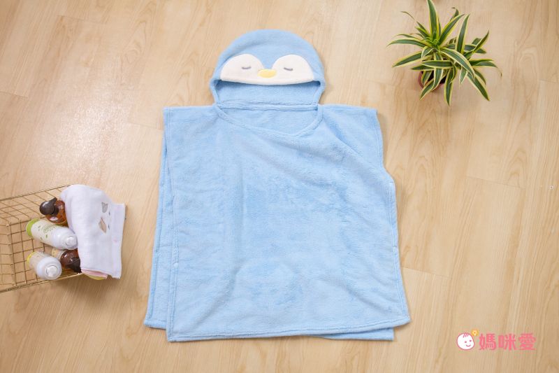 日本 LIV HEART - 5倍吸水力蓬鬆柔軟 兒童連帽背心浴袍-花貓-白 (長60cm)