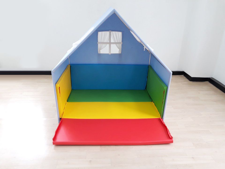 韓國 Foldaway - PLAY HOUSE(加寬帳篷)Blue藍色+城堡圍欄(加寬款)Rainbow彩虹森林