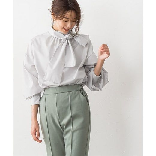 日本 Pierrot - 華麗蝴蝶結泡泡長袖上衣-天使白