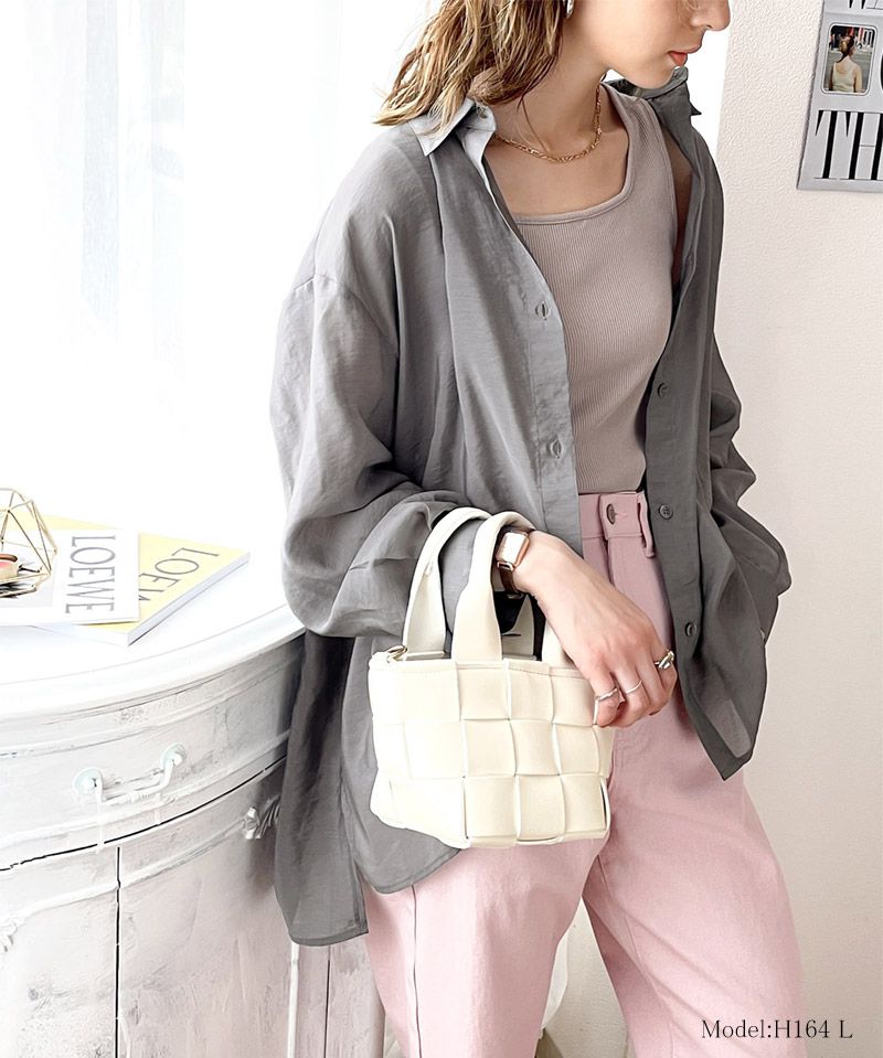 日本 Classical Elf - 百搭慵懶感透膚長袖襯衫-薰衣草