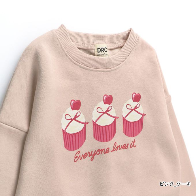 日本 BRANSHES - 裏起毛 可愛女孩縮口長袖上衣-熊熊-紫色