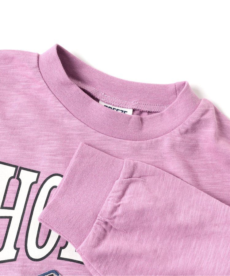 日本 BREEZE - 美式復古風長袖大學T-粉紅