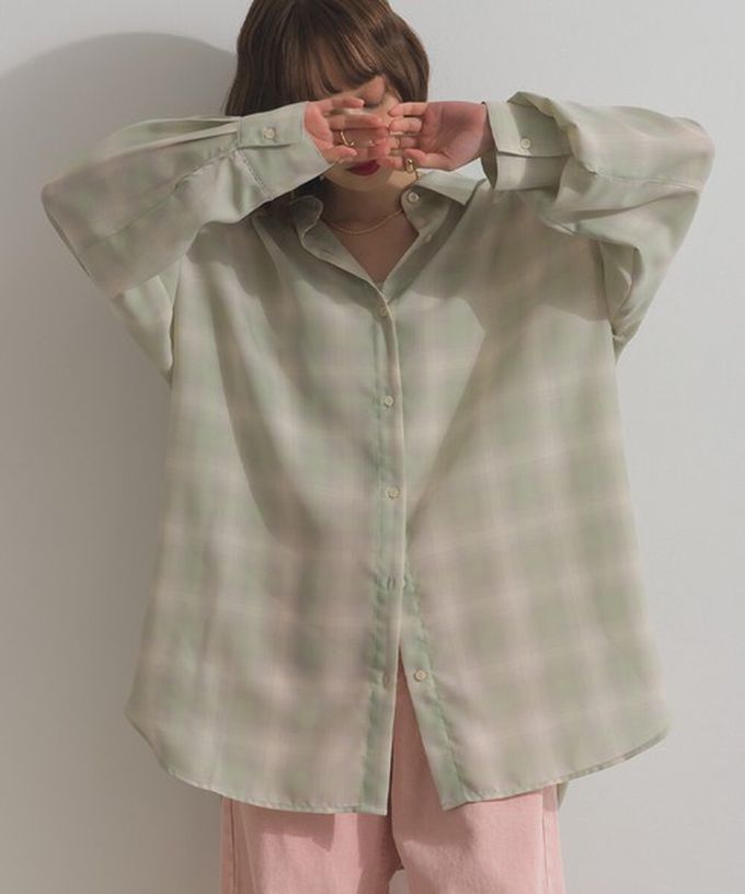 日本 ELENCARE DUE - 2way穿法輕盈透膚寬版薄襯衫-直條紋-水藍