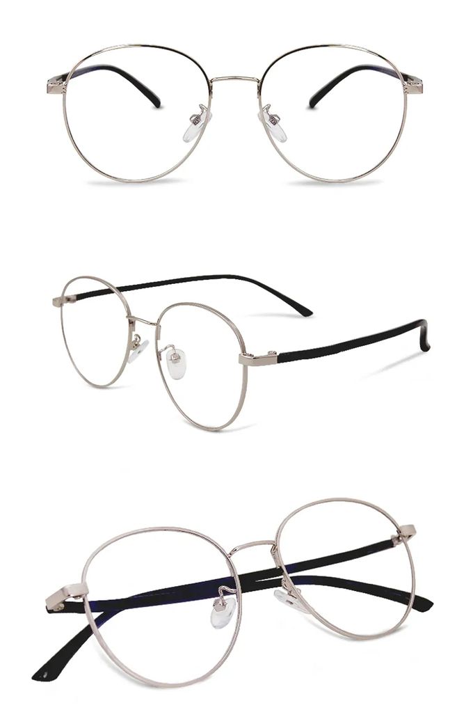 ALEGANT - 率性松針銀橢圓鏡框輕量鏡腳UV400濾藍光眼鏡