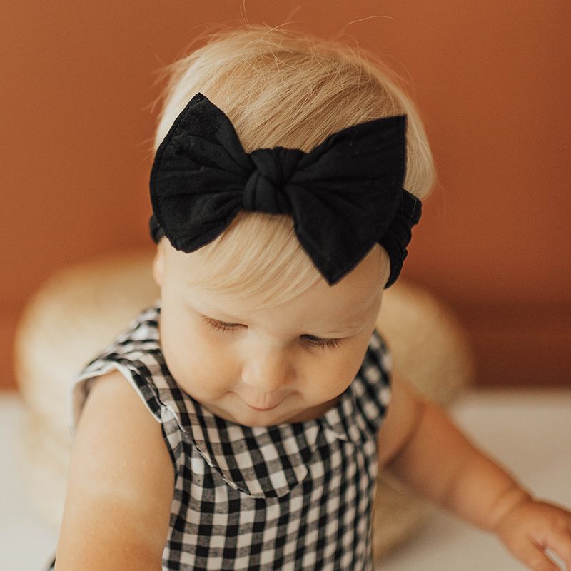 美國baby bling - 純手工極優雅細緻輕柔微彈性/毫無束縛感蝴蝶結髮帶/髮飾禮盒組-黑灰白