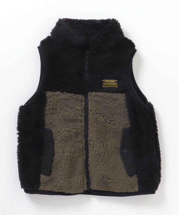 日本 BREEZE - 時尚絨毛花色搖粒絨背心-草綠