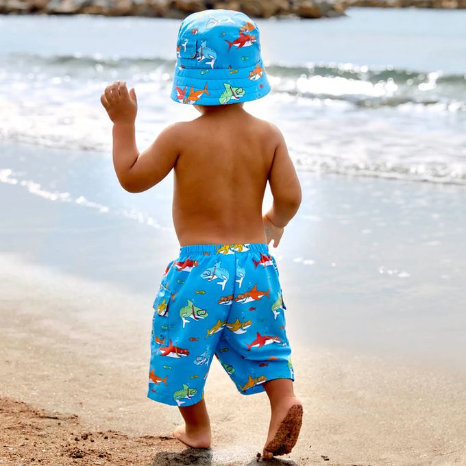 英國 JoJo Maman BeBe - 嬰幼兒/兒童長版泳褲-鯊魚家族