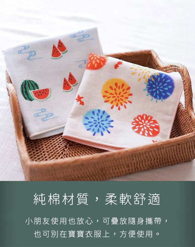 日本濱文樣 hamamo - 日本製雙重棉紗絨圈方形手帕/方巾2入組-貓咪款