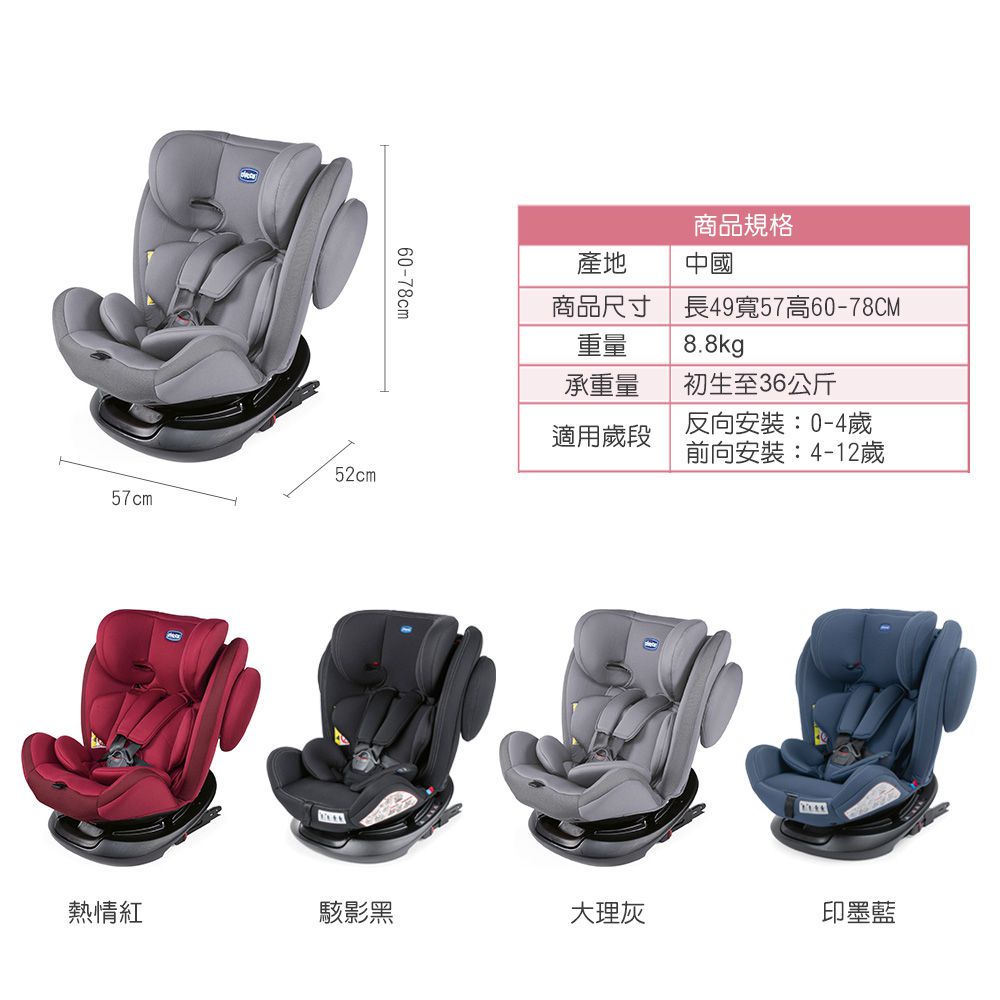 義大利 chicco - Unico 0123 Isofit安全汽座-駭影黑