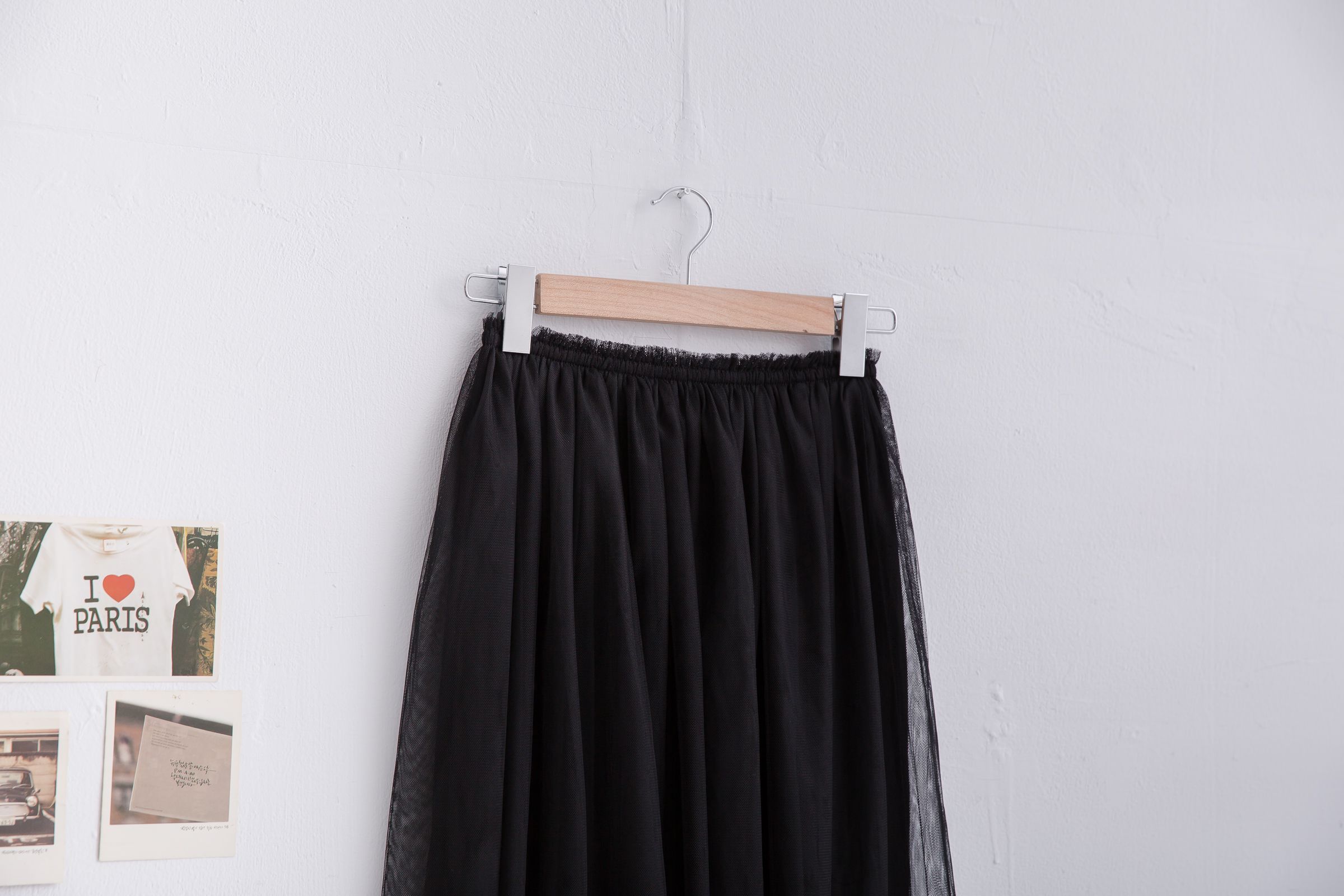 Peachy - 獨家訂製綿柔半身紗裙-半身中長版-華麗黑 (F)