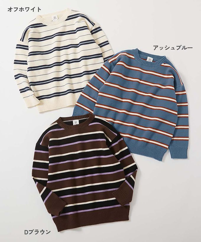 日本 devirock - 可機洗 學院風線條舒適毛衣-紫棕