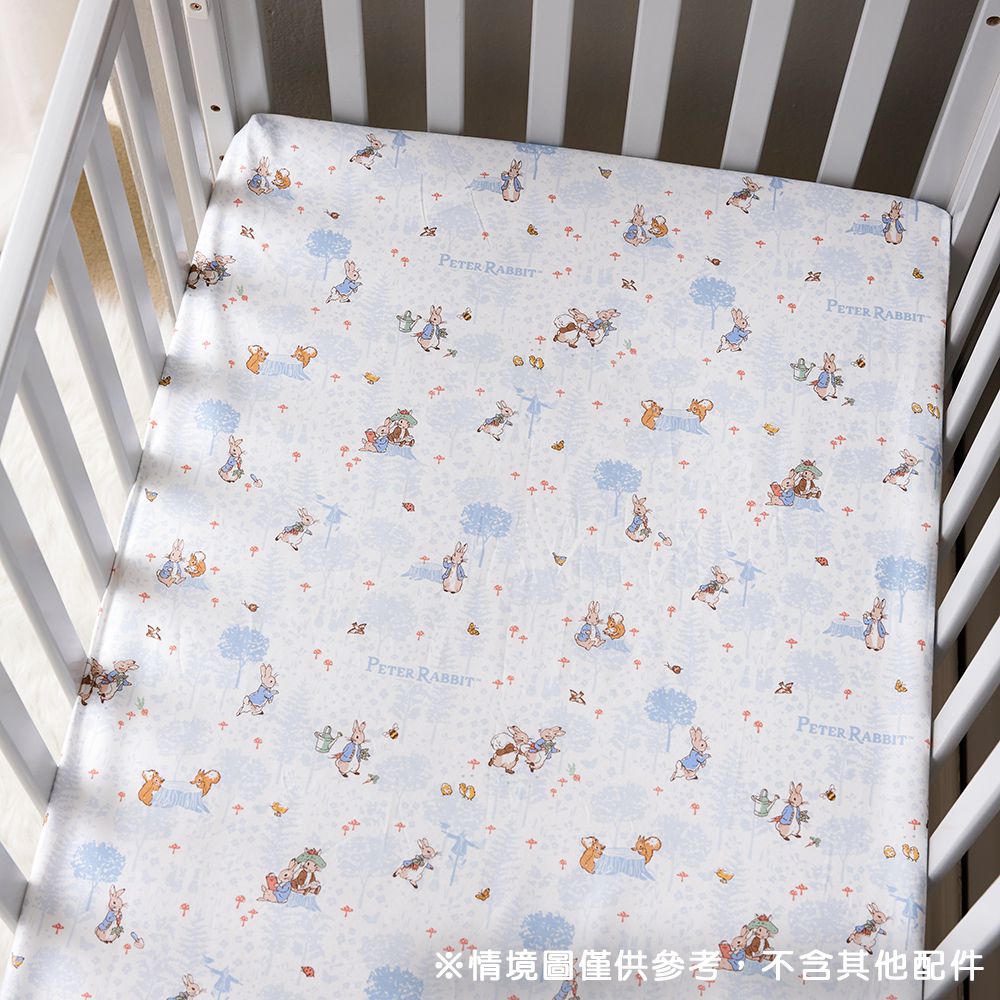 悅讀比得兔床包-M 60×120cm+床墊包覆13cm(嬰兒床床包 床單)-藍色