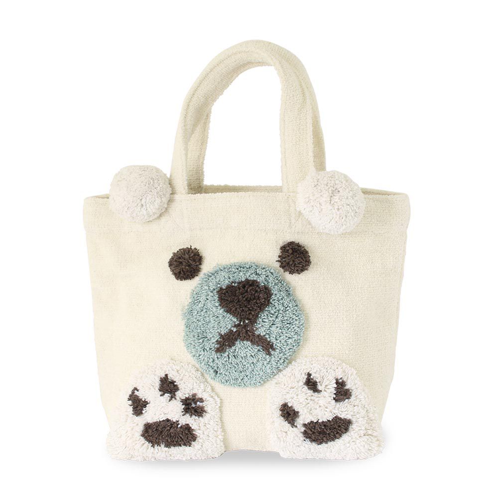 日本 TOMO - 可愛動物刺繡帆布包/提袋-小白熊 (29×21×D10cm)