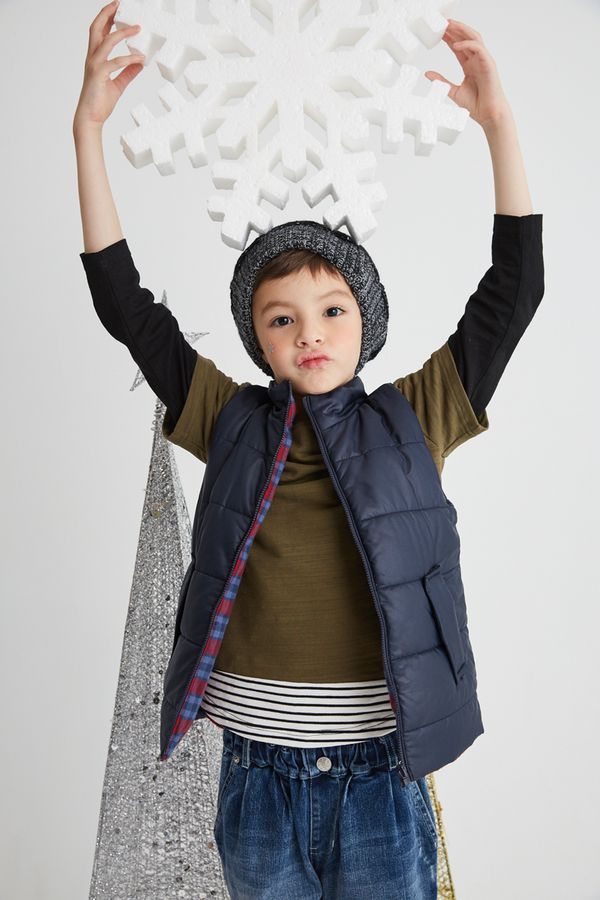 麗嬰房 Little moni - 3M科技羽絨保暖雙面穿背心-深藍