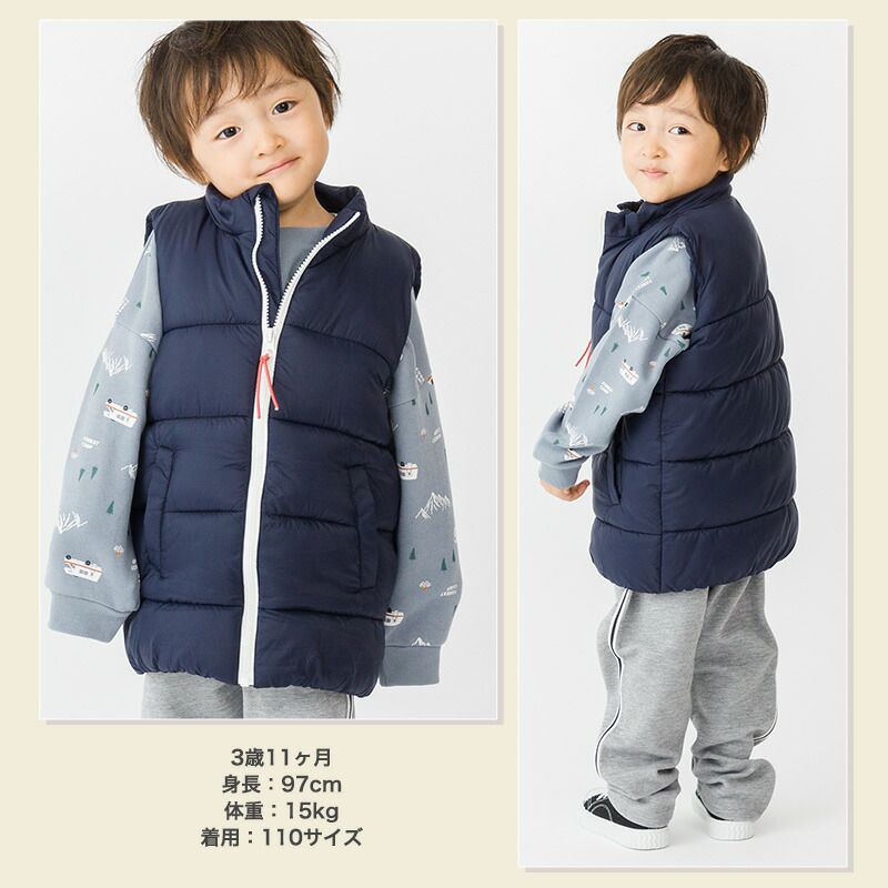 日本 ZOOLAND - 潑水加工 素面百搭鋪棉保暖背心-軍綠