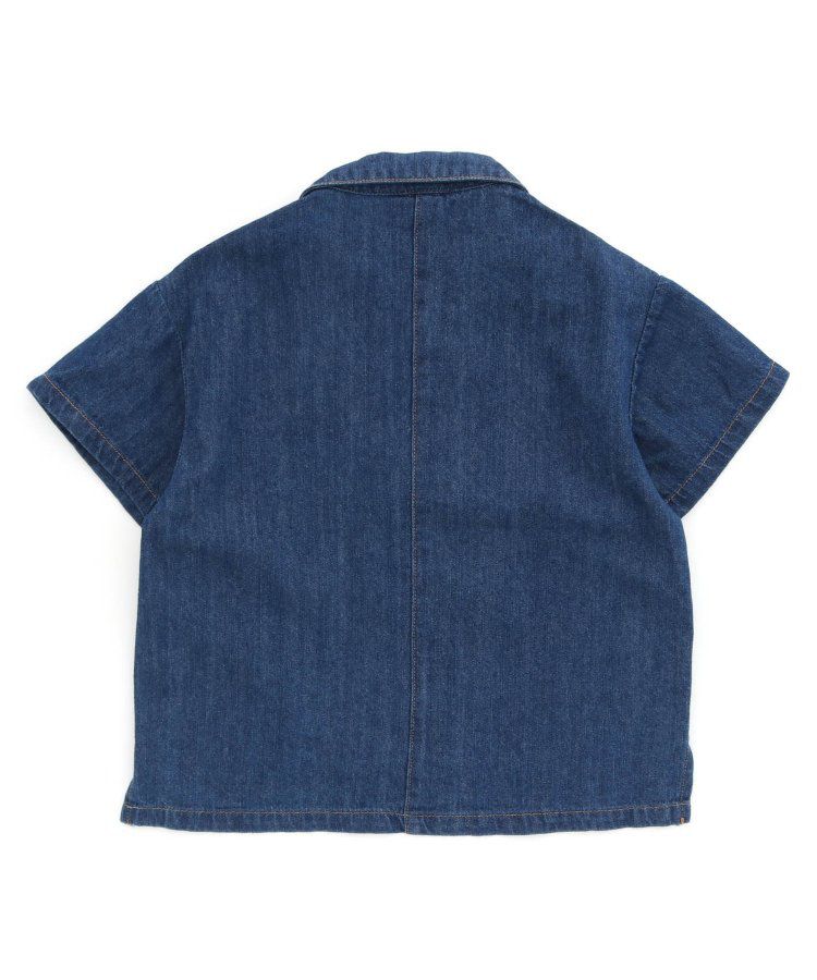 日本 BREEZE - 帥氣印花開襟短袖襯衫-丹寧藍