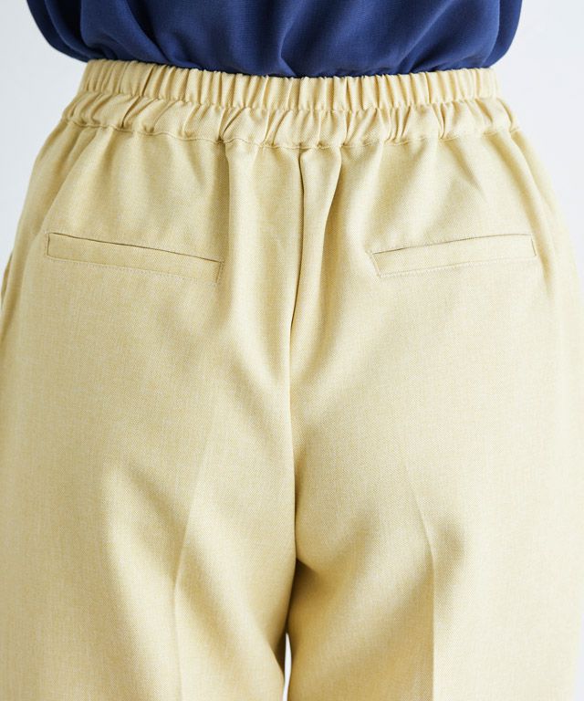 日本 Pierrot - 涼感舒適 打褶修身長褲-珊瑚橘