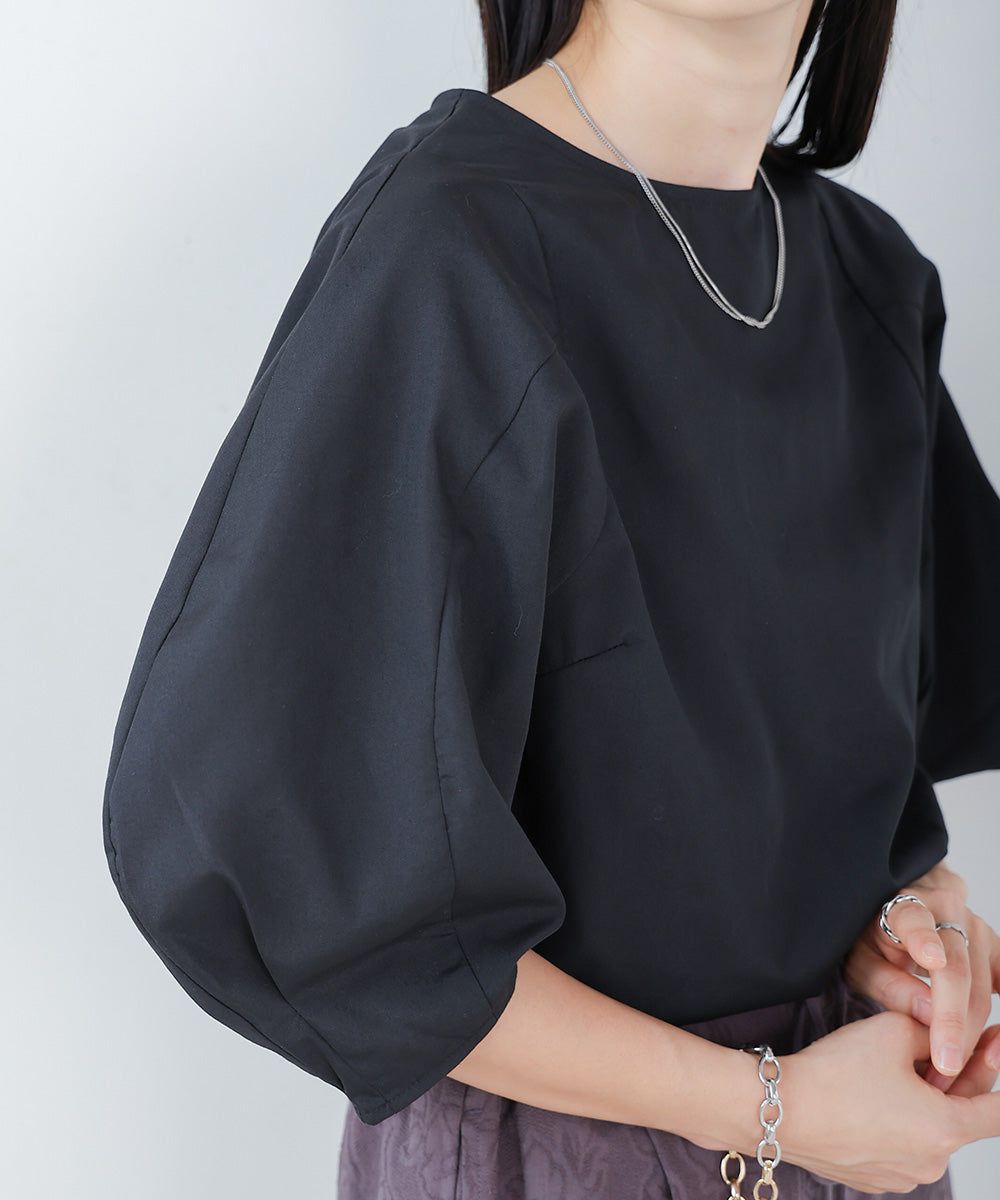 日本 Bab - 圓領百搭氣球袖上衣-淺綠