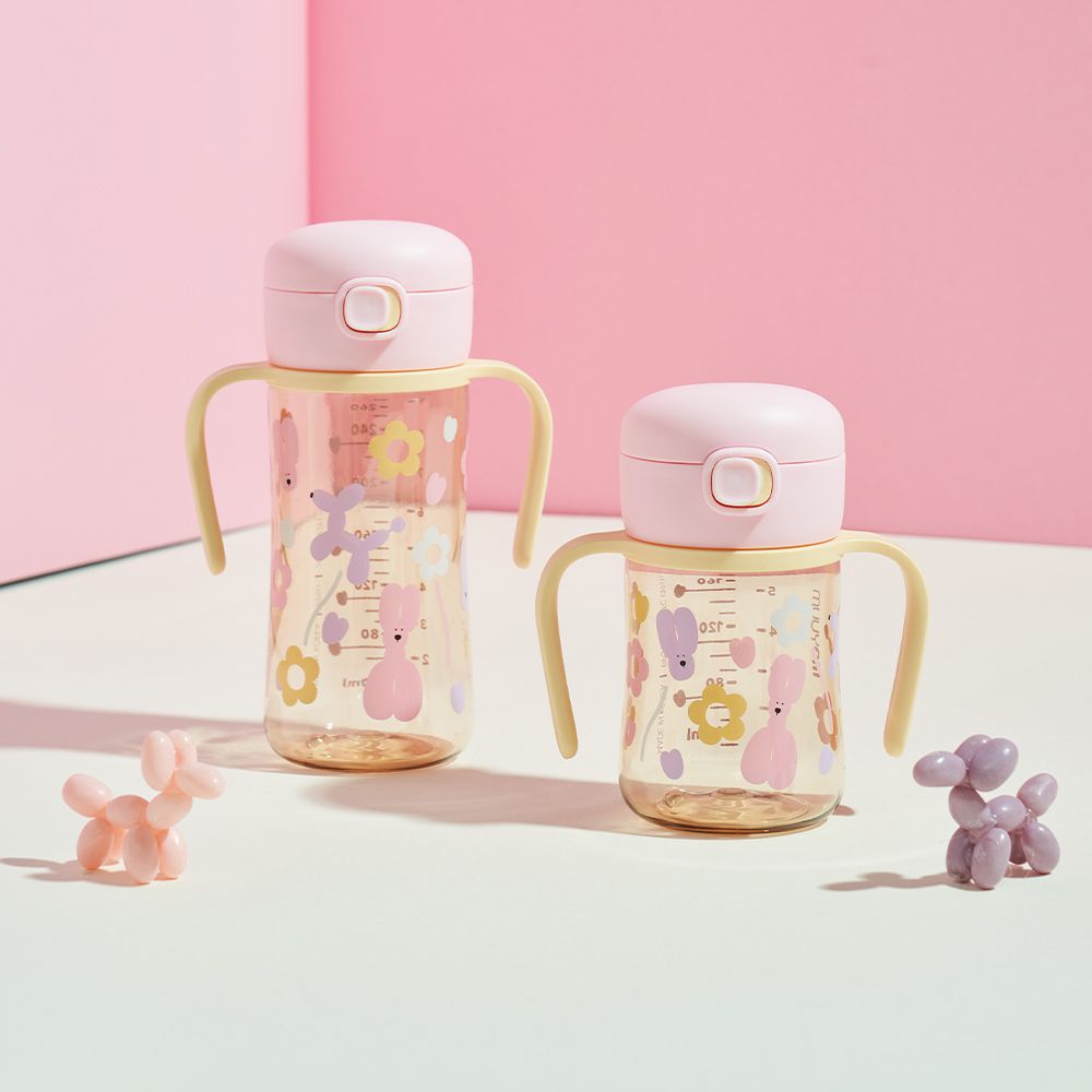 PPSU彈蓋吸管學飲水杯-粉嫩帕皮-270ml