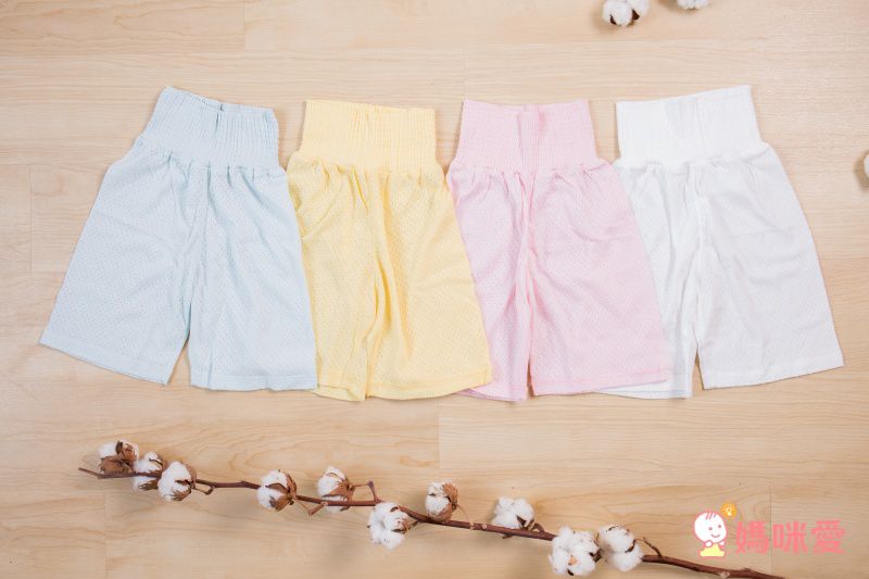 純棉網眼腹卷高腰護肚褲-藍色