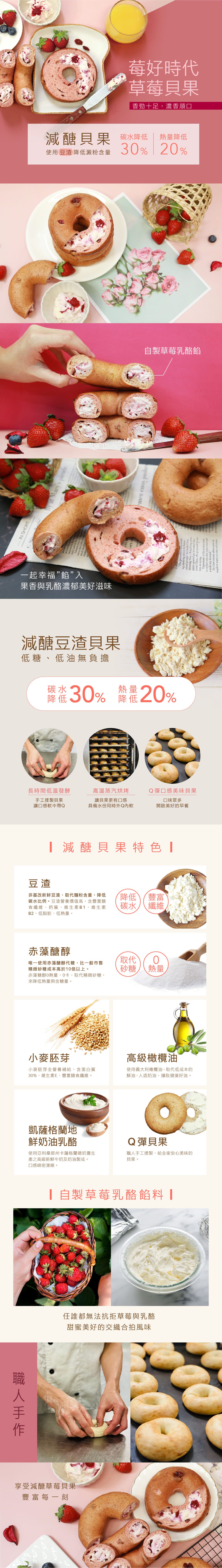 原味時代 - 【期間限定】莓好時代草莓乳酪貝果-100g土10g/顆。一袋共5顆