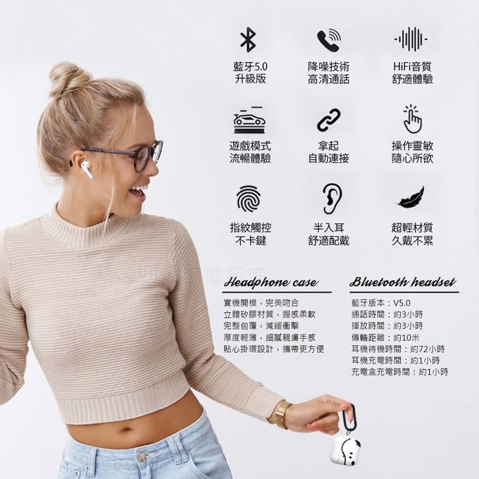 拉拉熊 - Rilakkuma 正版授權 無線藍牙耳機+造型保護套組（附掛環）