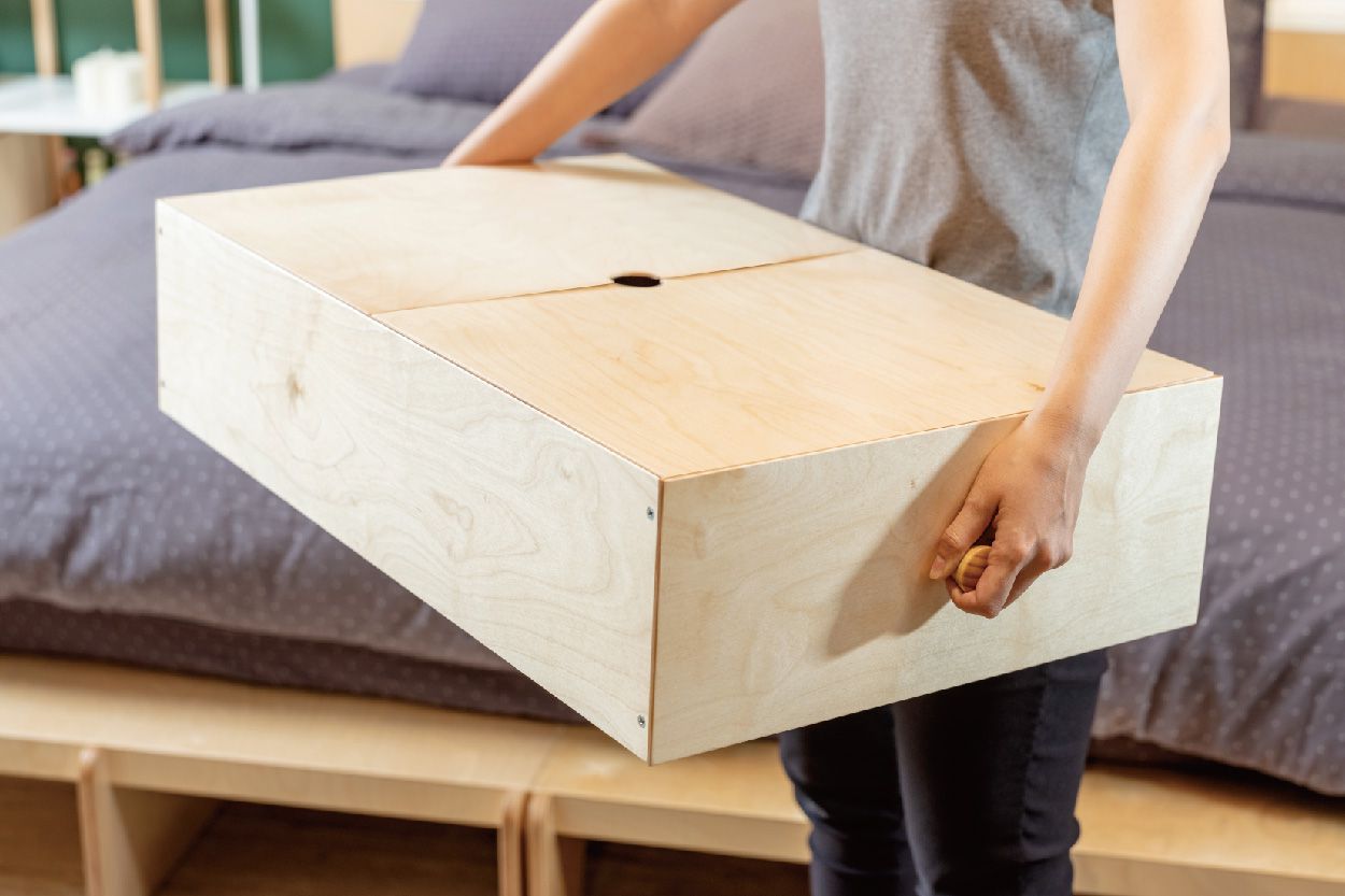 走走家具 - 床架配件-床底置物木箱-原木色 (44.5 /74 / 18.5 (cm))