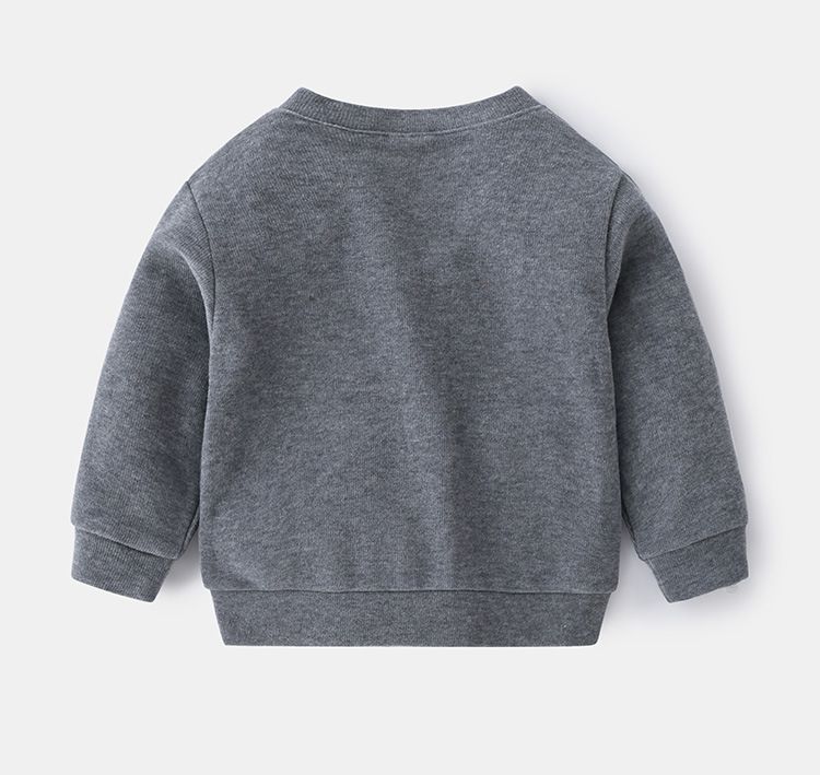 WELLKIDS - V領休閒排釦針織開衫外套-微笑-灰色