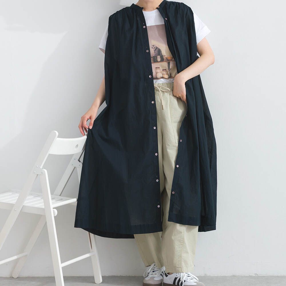 100%印度棉 清爽素色無袖洋裝-黑