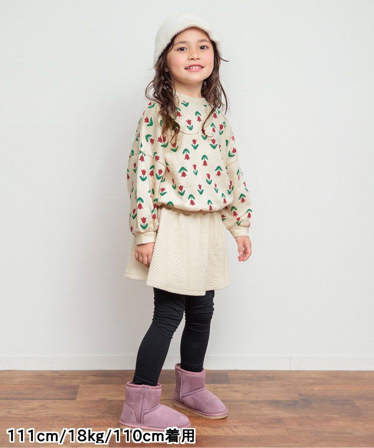 日本 BREEZE - 滿版印花裏毛長袖上衣-蘋果-焦糖