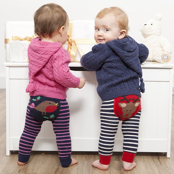 英國 JoJo Maman BeBe - 圖案嬰幼兒內搭褲/保暖襪-紅色麋鹿