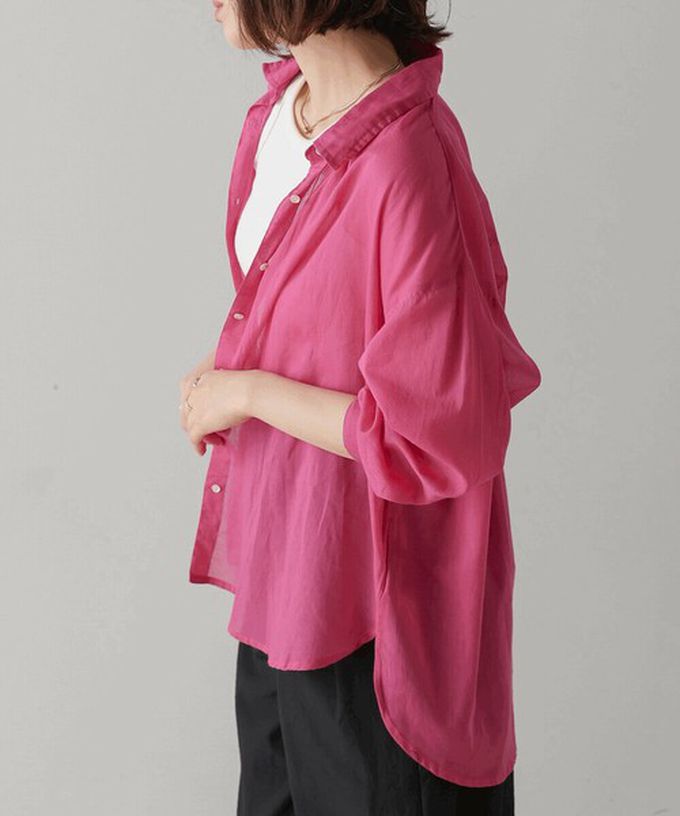 日本 Bab - 100%印度棉 柔軟輕盈寬版襯衫-薰衣草