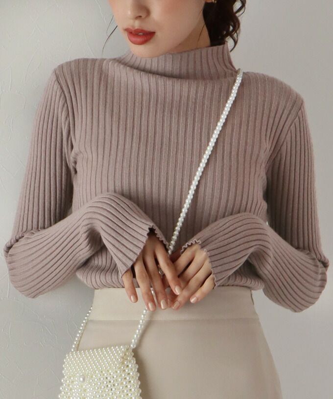 日本 BLUE EAST - 小立領坑條針織上衣-果實紅